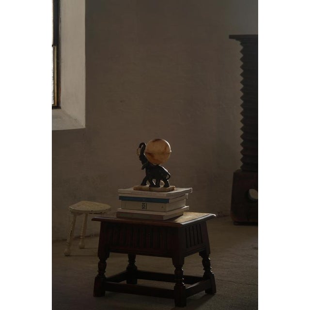 Early 20th Century Art Deco Elephant Table Lamp with Alabaster Globe, 1930s For Sale - Image 3 of 18