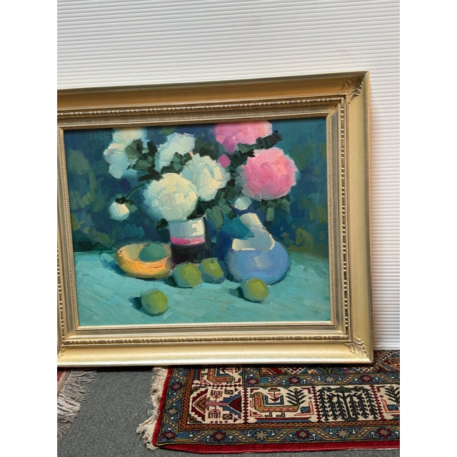 Elio Camacho Floral Bouquet Still Life Oil Painting, Signed For Sale - Image 10 of 12