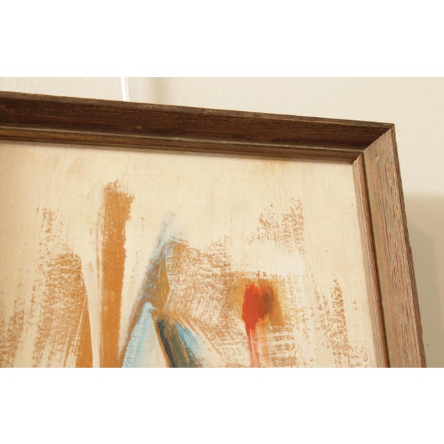 Orange Mid Century Abstract Original Painting, Framed For Sale - Image 8 of 12