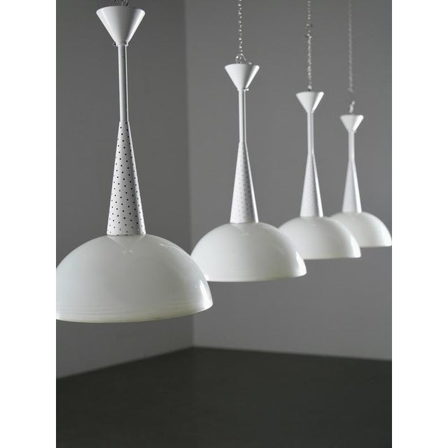 Ceiling Lamps in Metal and Glass by Mathieu Matégot for Holophane, 1960s, Set of 2 For Sale - Image 9 of 11