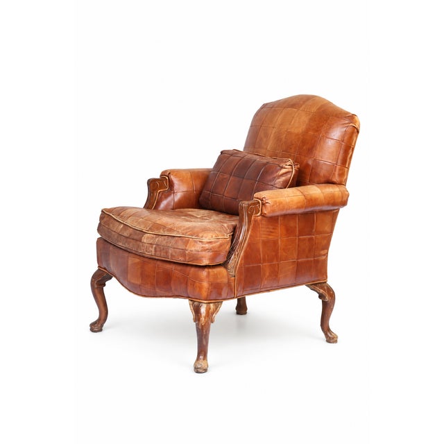 Vintage French Style Leather Pathwork Chair For Sale In Los Angeles - Image 6 of 12