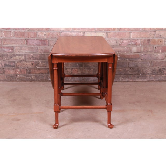 Queen Anne Baker Furniture Queen Anne Walnut Drop Leaf Coffee Table, Newly Refinished For Sale - Image 3 of 13