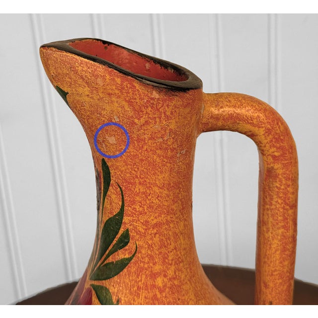 Vintage 18" Tonala Mexican Pottery Floral Ewer Pitcher For Sale - Image 9 of 11