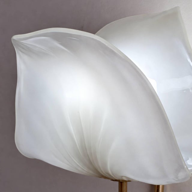 1970s Italian Floral Sconces Murano Glass Wall Lights Brass, 1970s For Sale - Image 5 of 12