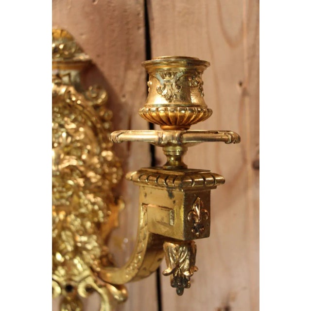 Gilt Bronze Wall Lights by Etienne Giraud, Lyon, France, Set of 2 For Sale - Image 9 of 12