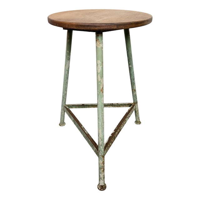 Industrial Green Workshop Stool, 1960s For Sale
