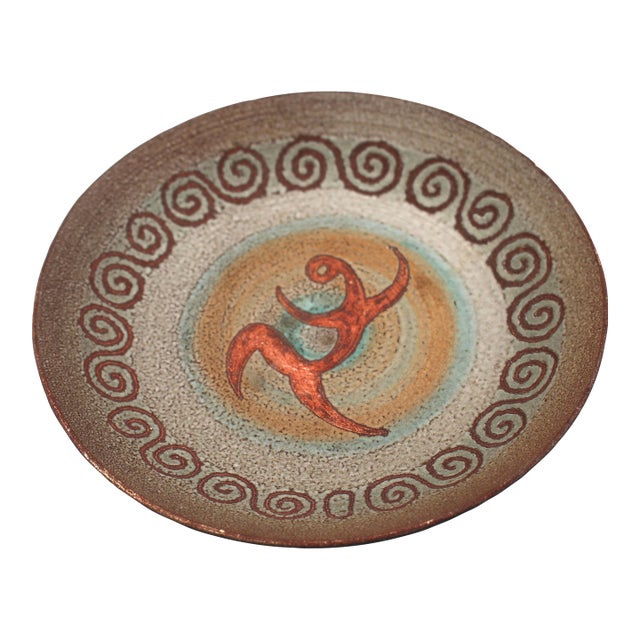 Mid-20th Century Pottery Low Compote by René Maurel, Vallauris, France For Sale