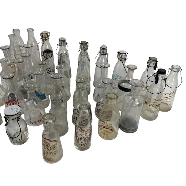 Antique French Glass Bottles of Wine, Liquor and Milk, 1890s, Set of 42 For Sale - Image 3 of 18