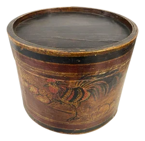 Antique Chinese Lacquer Bentwood Hat Box