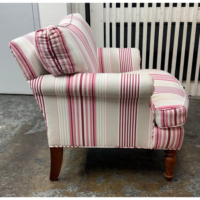 Traditional Striped Armchair + Ottoman For Sale In San Francisco - Image 6 of 12