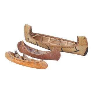 Collection of (3) Native American Folk Art Canoes For Sale
