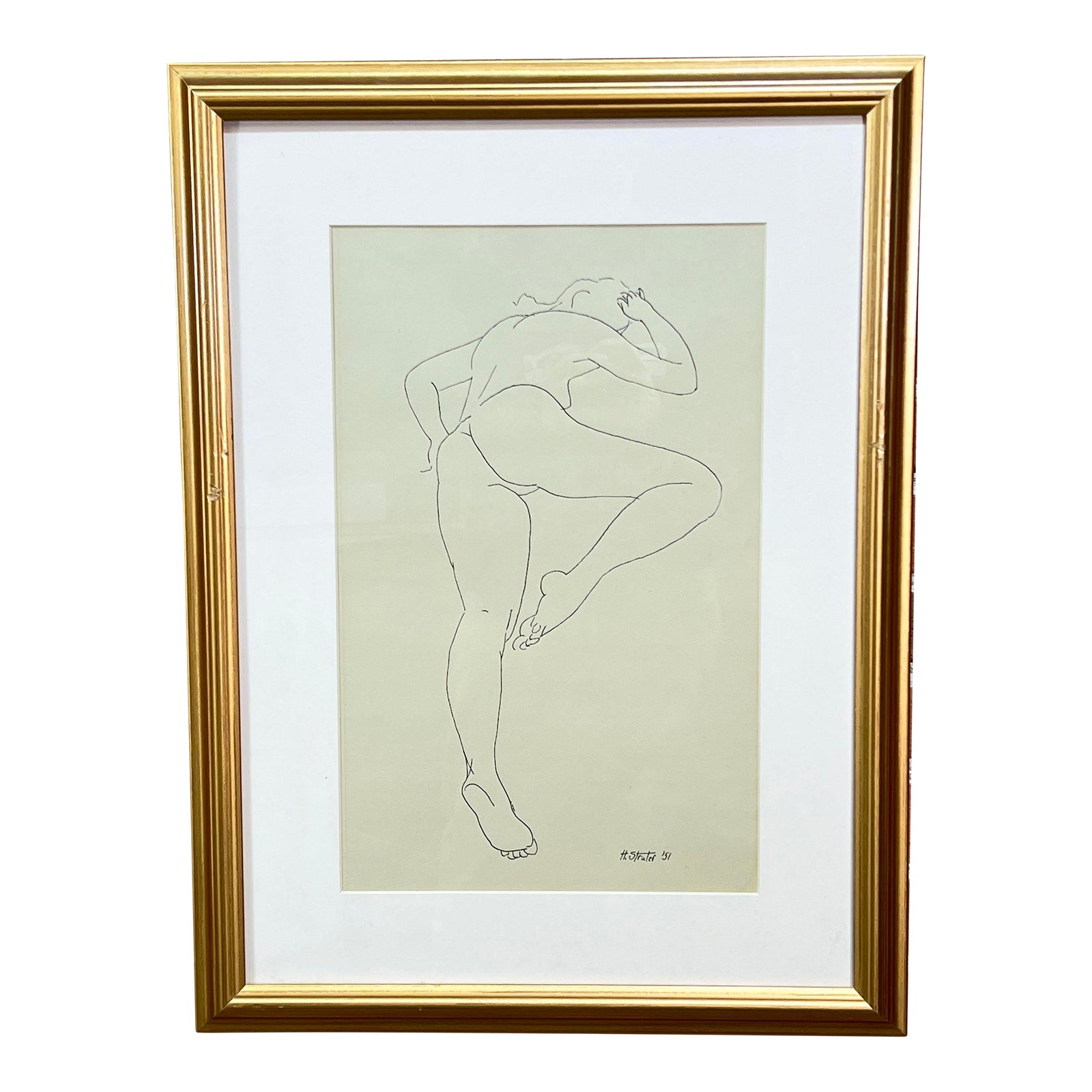 Vintage C.1950's Henry Strater American B&w Nude Lithograph