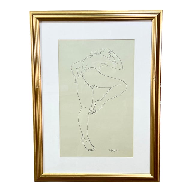 Vintage C.1950's Henry Strater American B&w Nude Lithograph For Sale