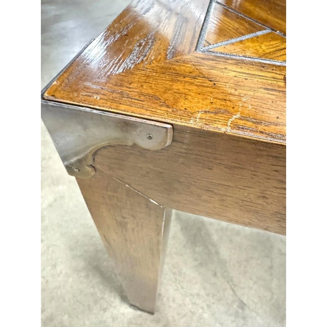 Late 20th Century Henredon Style Oak Parsons Console Table For Sale - Image 9 of 14