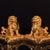 Late 20th Century Pair of Gilt Bronze Guardian Lions – 7.9" Foo Dogs on Dragon Relief Bases With Xuande Mark For Sale - Image 5 of 9