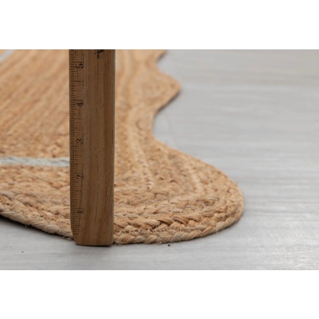 Textile Light Blue Natural Jute Wave Scallop 6x9Ft. For Sale - Image 7 of 12