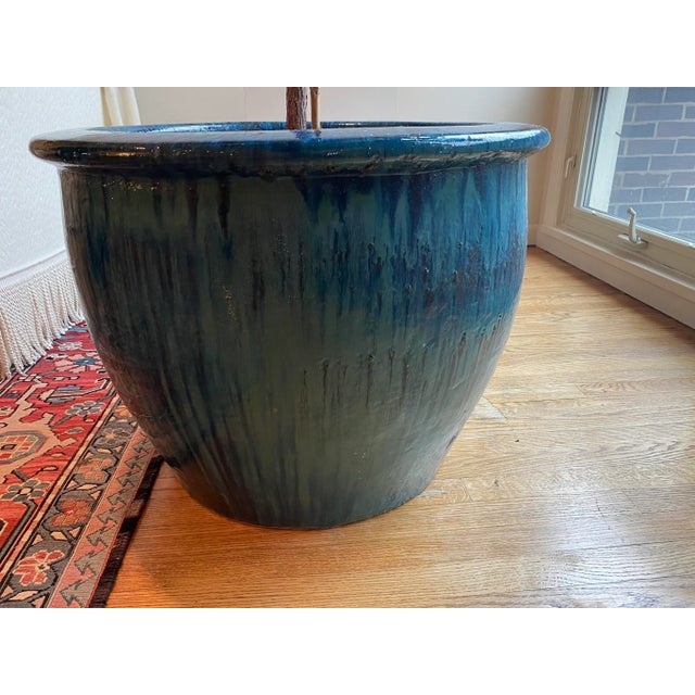Vintage Handpainted Glazed Large Ceramic Planter For Sale - Image 9 of 12