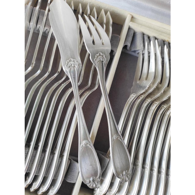 Baroque Vintage Louis XV Style Fish Cutlery for Twelve, 1950s, Set of 24 For Sale - Image 3 of 9
