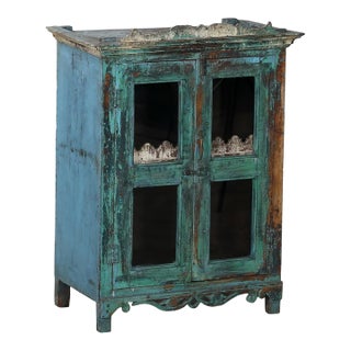 Antique Indian Small Painted Cabinet For Sale