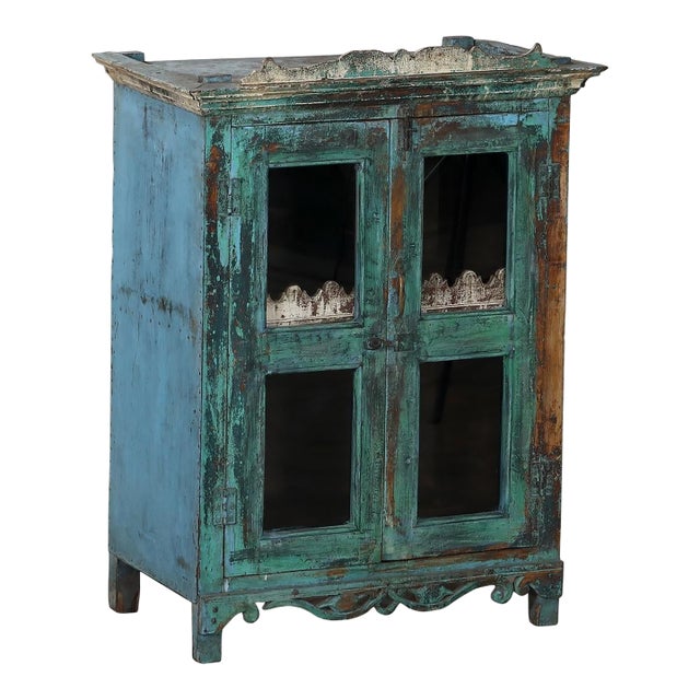 Antique Indian Small Painted Cabinet For Sale