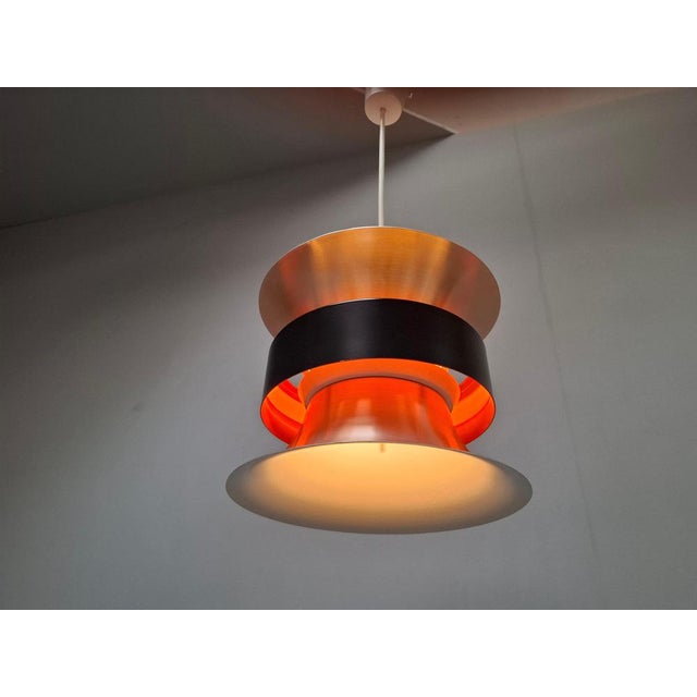 Black Vintage Danish Brass Pendant Light by Ben Nordsted for Lyskaer, 1970s For Sale - Image 8 of 18