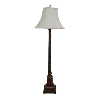 Chinoiserie Decorated Floor Lamp W. Shade For Sale