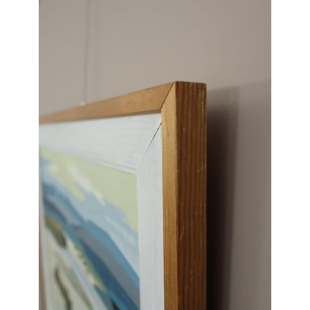 Paint Mid-Century Modern 'Light Over the Valley' Swedish Original Semi-Abstract Landscape Oil Painting, Framed For Sale - Image 7 of 13