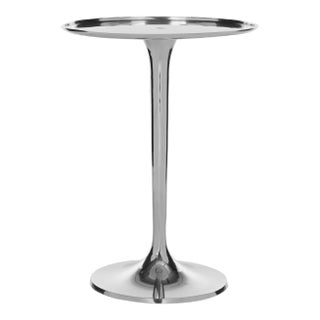 Round Top Sleek Table in Silver For Sale