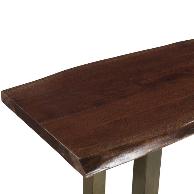 Industrial 1980s Modern Rustic Distressed Chrome & Wood Entryway Bench For Sale - Image 3 of 3