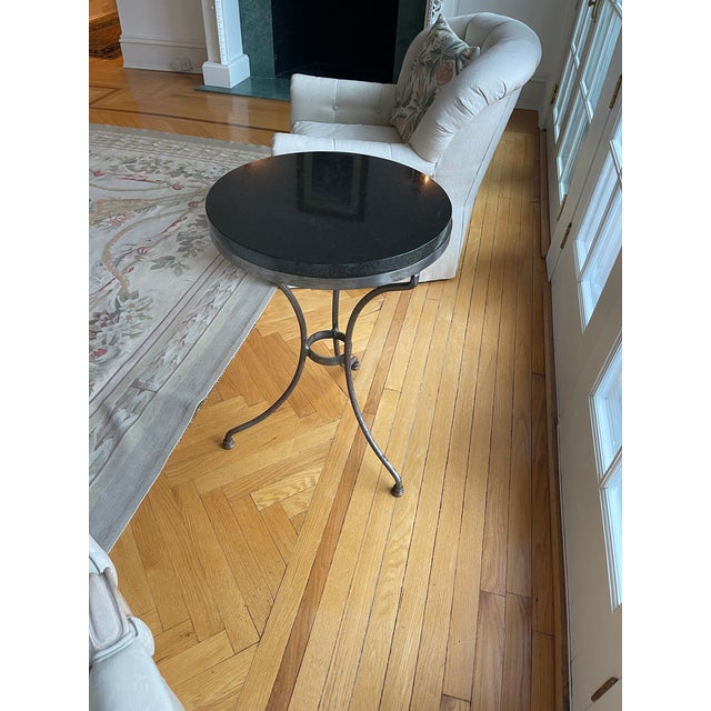Early 20th Century Antique French Maison Jansen Style Gueridon Black Marble Top Side Table For Sale - Image 5 of 12