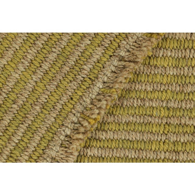 Textile Rug & Kilim’s Contemporary Kilim With Textural Beige and Chartreuse Stripes For Sale - Image 7 of 7