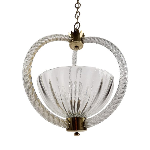 Italian Art Deco Murano Glass Pendant in the style of Barovier, 1930s For Sale