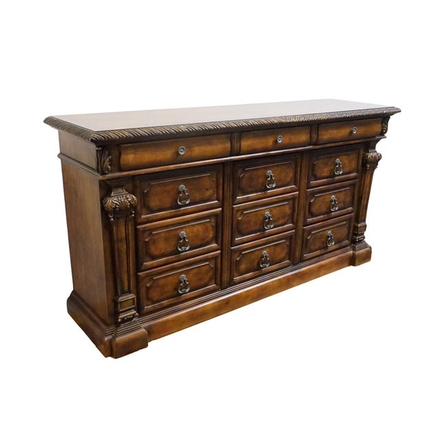 Ashley Furniture Casa Mollino Pecan Rustic European 74" Triple Dresser B543-31 For Sale - Image 4 of 12