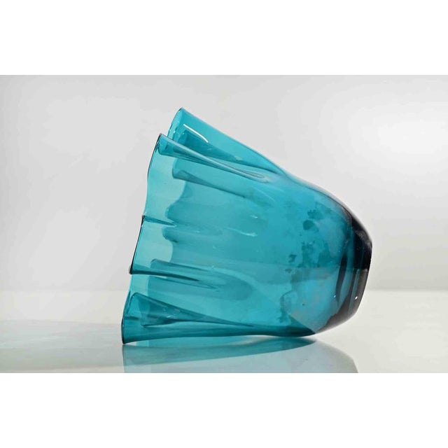 Vintage Turquoise Glass Vase, Italy, 1970s For Sale - Image 3 of 6