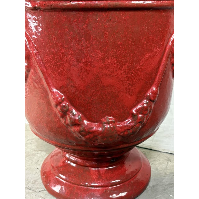 Traditional Large French Anduze Garden Urn in Red Glaze For Sale - Image 3 of 7