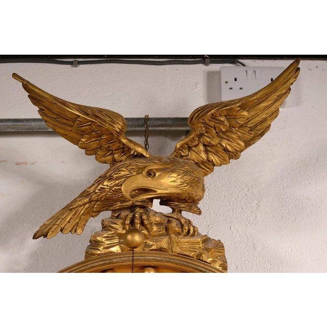 Glass Large Antique Regency Gilt Convex Mirror, 1825 For Sale - Image 7 of 10