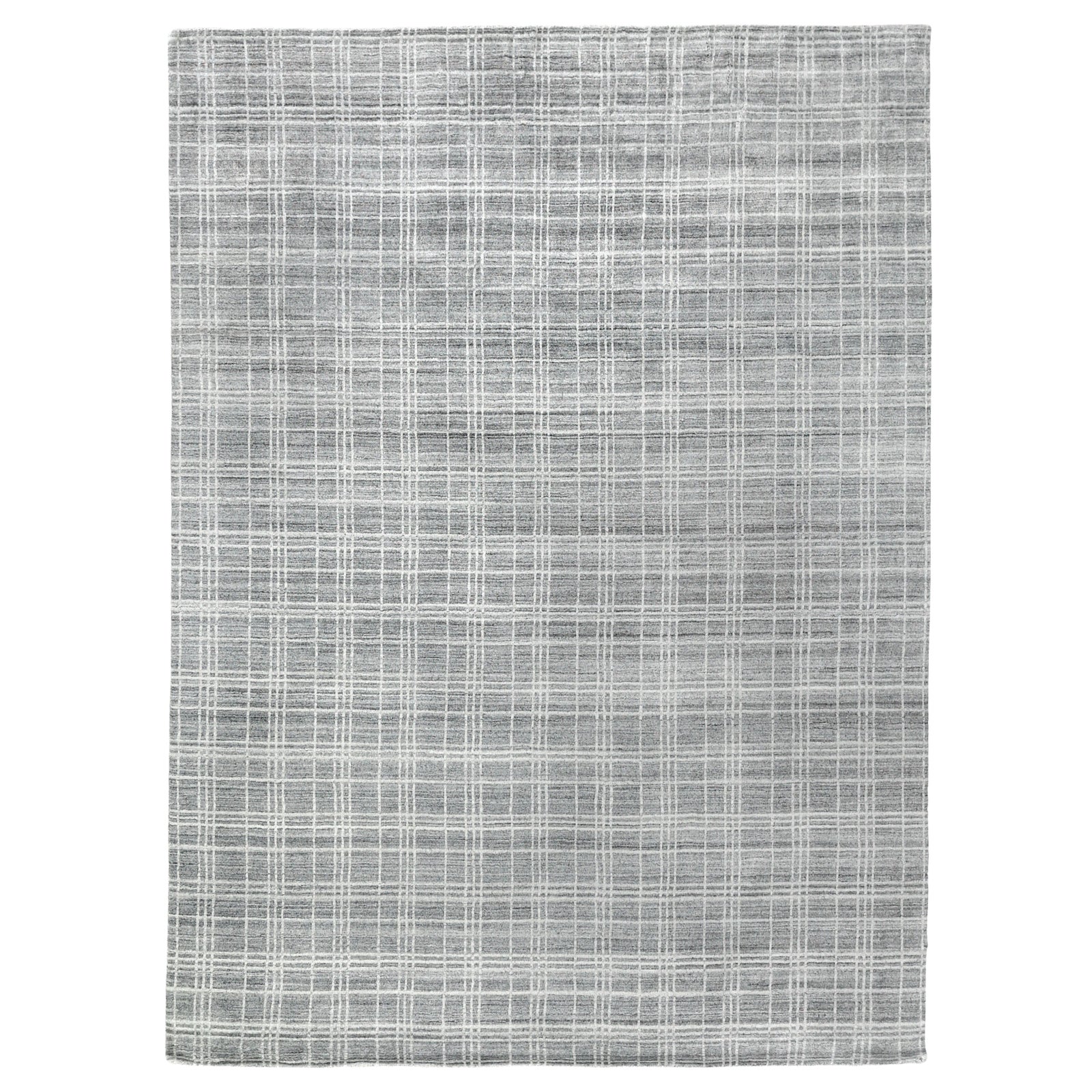 Cambridge Hand loom Bamboo/Silk Gray/White Rug-12'x15' | Chairish
