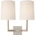Ojai Large Double Sconce in Polished Nickel with Linen Shade Designer: Barbara Barry Height: 16.5" Extension: 8.5"...