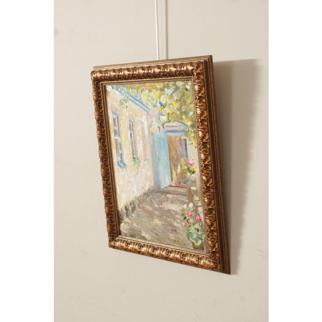 Traditional Amy Yalanskyi Impressionist Style Oil Painting, Courtyard Afternoon For Sale - Image 3 of 12
