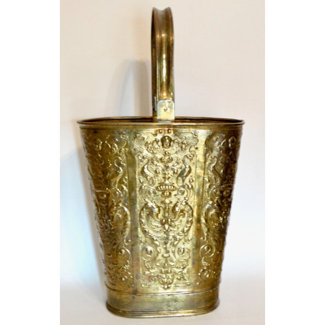 Early 20th Century Early 20th-Century English Embossed Gilt Brass Umbrella / Stick Stand For Sale - Image 5 of 12