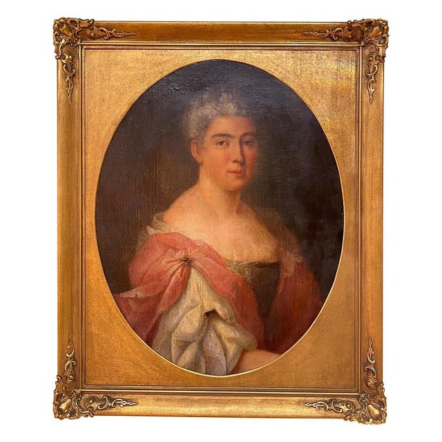 French Artist, Portrait of Noblewoman, 18th Century, Oil on Canvas, Framed For Sale - Image 15 of 15