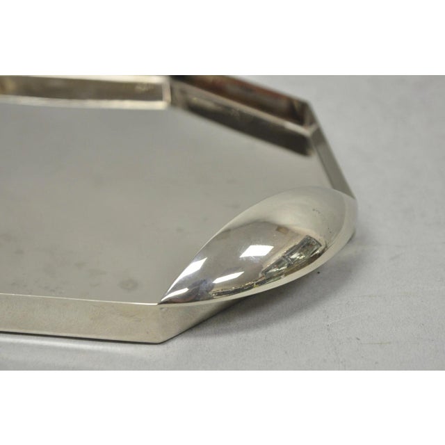 Late 20th Century Modern Art Deco Style Silver Plated Nickel Octagonal Vanity Bar Tray "Fe" For Sale - Image 5 of 14