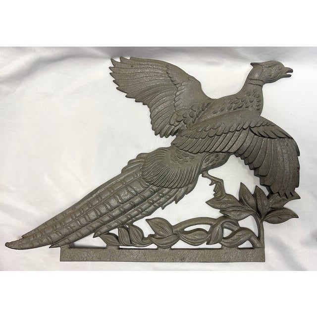Mid Century Cast Aluminum Silvertone Flying Pheasant Wall Sculpture For Sale - Image 9 of 10
