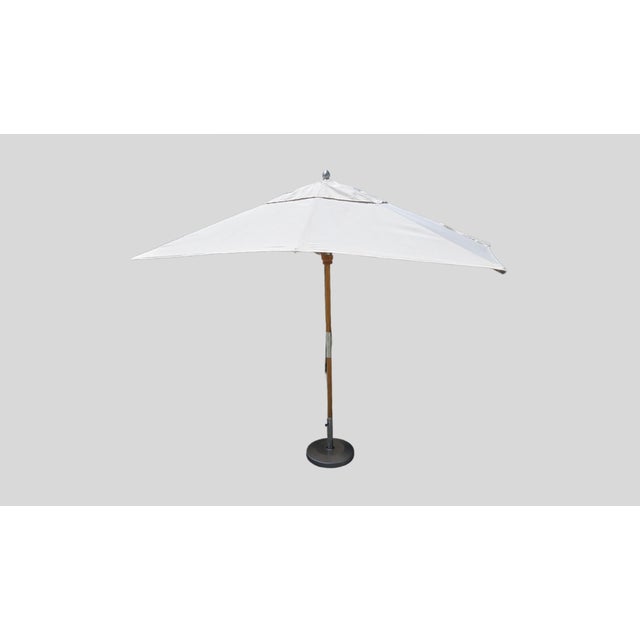 Tan RH Premium Rectangular Teak Outdoor Umbrella With Weighted Base For Sale - Image 8 of 15