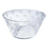 Large Swedish Art Crystal Bowl by Artist Anne Nilsson for Orrefors With Cut Dot Pattern Signed For Sale