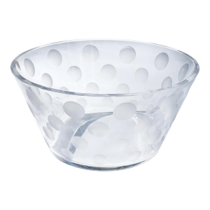 Large Swedish Art Crystal Bowl by Artist Anne Nilsson for Orrefors With Cut Dot Pattern Signed