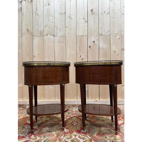 Louis XVI Style Oval Bedside Tables, Set of 2 For Sale - Image 5 of 8