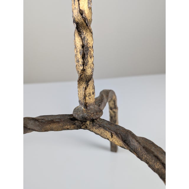 Mid-Century Modern Side Table for Drinks in Gilded Wrought Iron and Glass, Spain, 1950s For Sale - Image 11 of 12