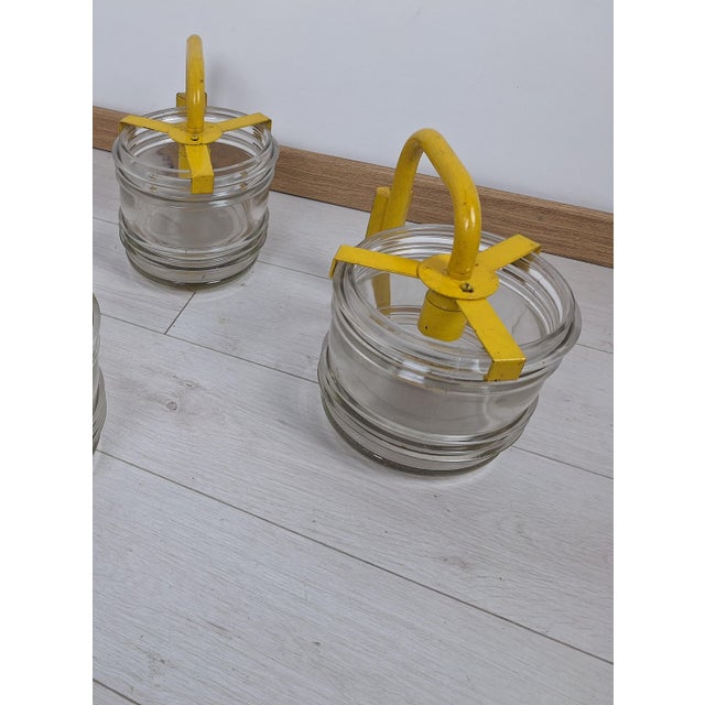 Wall Lamps in Yellow Lacquered Aluminum with Fresnel Glass, 1960s, Set of 2, in Very Good conditions. Designed 1960 to...