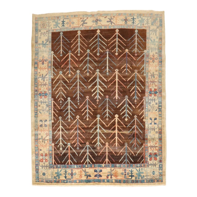 Zabihi Collection Persian Bakshaish Tree Square Contemporary Rug For Sale